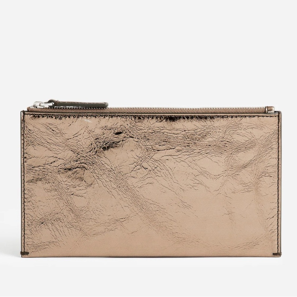 Madewell The Pouch Clutch in Leather Pewter Color